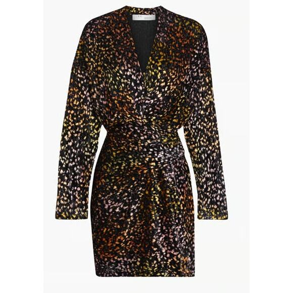 IRO Paris Mielan Leopard Print Velvet Mini Dress Multicolor Size 36 NWT - Picture 3 of 8
